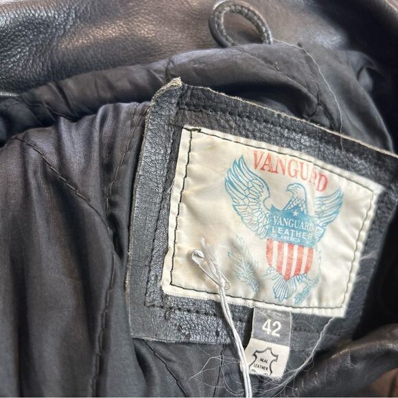 Vanguard Authentic Vintage Leather Moto Motorcycle Jacket, size 42 - Picture 13 of 14